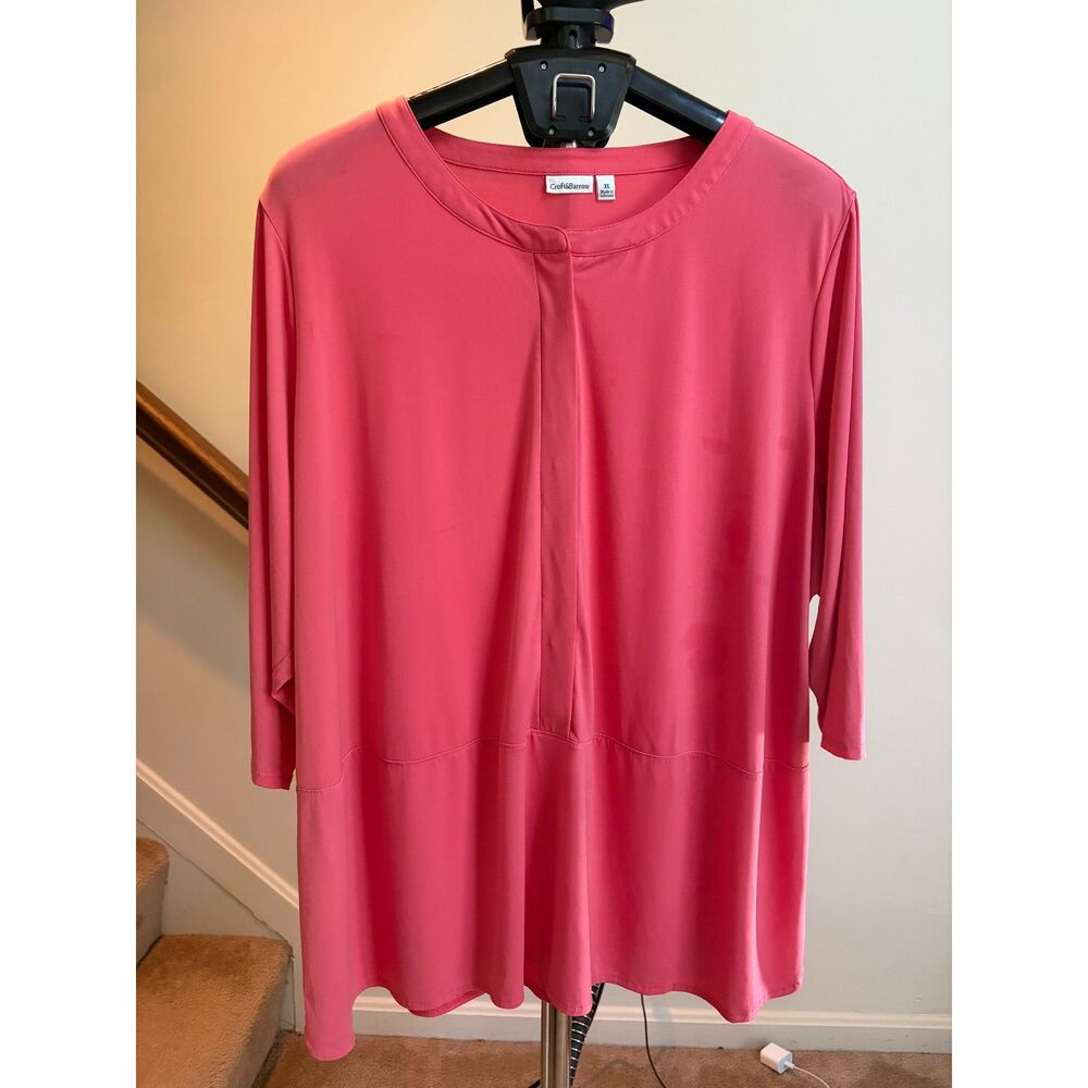 Croft & Barrow Women's 3/4-Sleeve Pleat-Front Tunic Blouse (Size 2X)